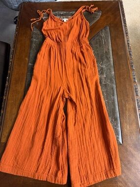 Whistles Rust Orange Wide-Leg Tie-Strap Jumpsuit